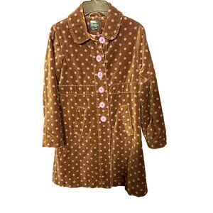 Mini Boden Girls Brown & Pink Polka Dot Coat Size 9-10Y Cotton Blend China